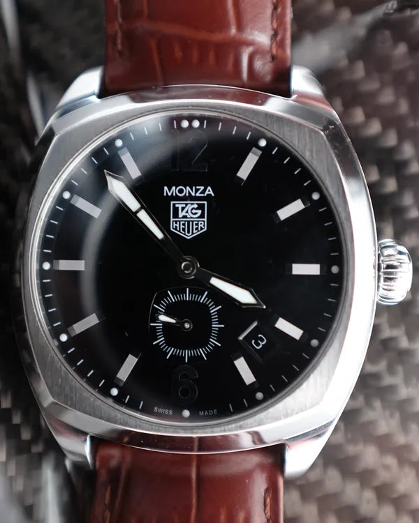 No Reserve - Tag Heuer Monza 38MM Black Dial Leather Strap (WR2110)