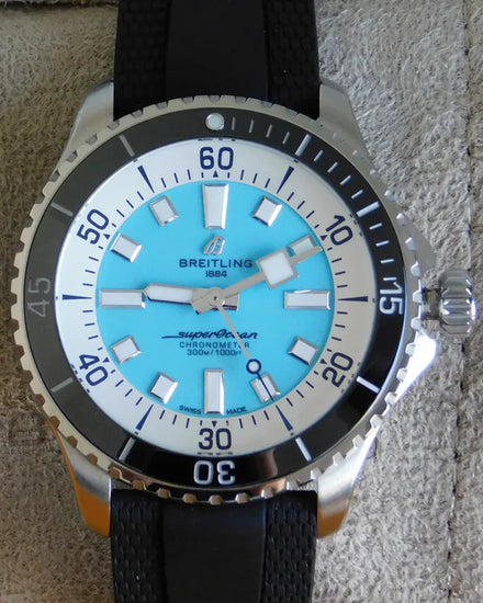 Breitling Superocean 44MM Turquoise Dial Rubber Strap (A17376211L2S1)