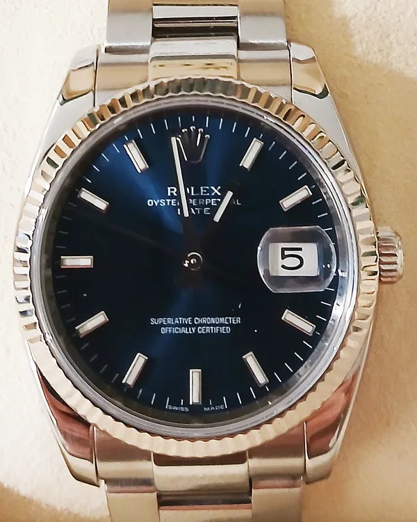 2010 Rolex Oyster Perpetual Date 34MM Blue Dial Oyster Bracelet (115234)