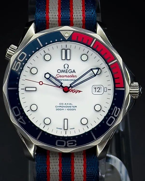 2023 Omega Seamaster Diver 300M "Bond 007 Commander's Watch" L.E. 41MM White Dial Textile Strap (212.32.41.20.04.001)
