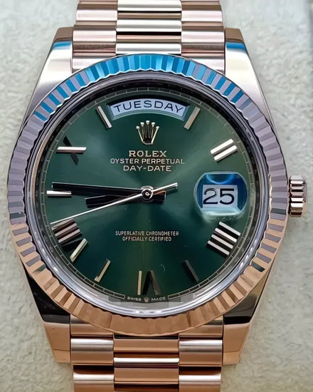 Rolex Day-Date 40MM Green Dial Rose Gold President Bracelet (228235)