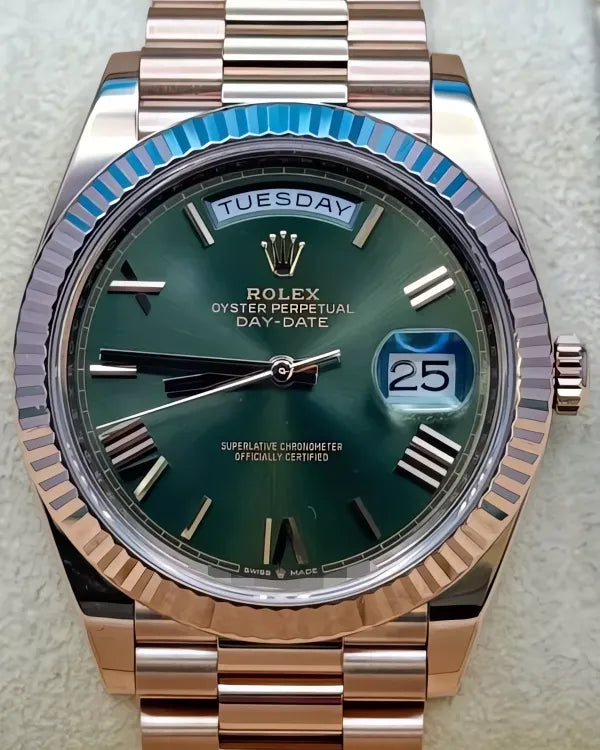 Rolex Day-Date 40MM Green Dial Rose Gold President Bracelet (228235)