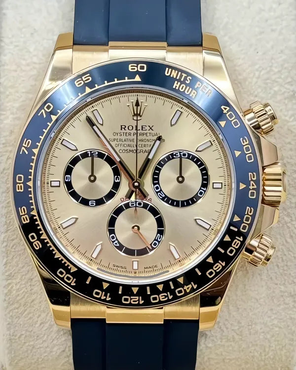 2024 Rolex Cosmograph Daytona 40MM Champagne Dial Rubber Strap (126518LN)
