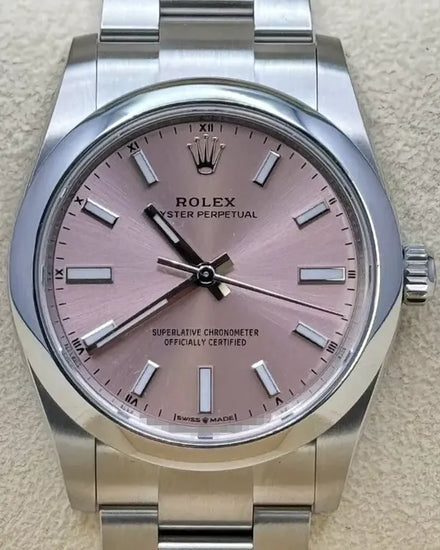 Rolex Oyster Perpetual 34MM Pink Dial Oyster Bracelet (124200)