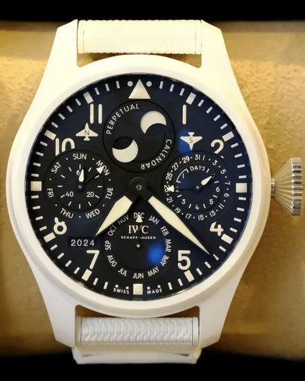 IWC Schaffhausen Pilot Perpetual Calendar “Lake Tahoe” 46.5MM Black Dial Rubber Strap (IW503008)
