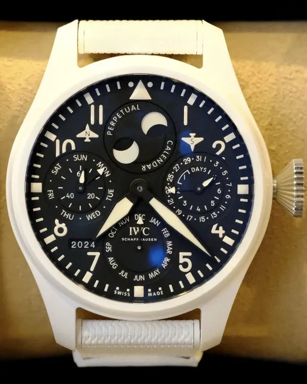 IWC Schaffhausen Big Pilot Perpetual Calendar “Lake Tahoe” 46.5MM Black Dial Rubber Strap (IW503008)