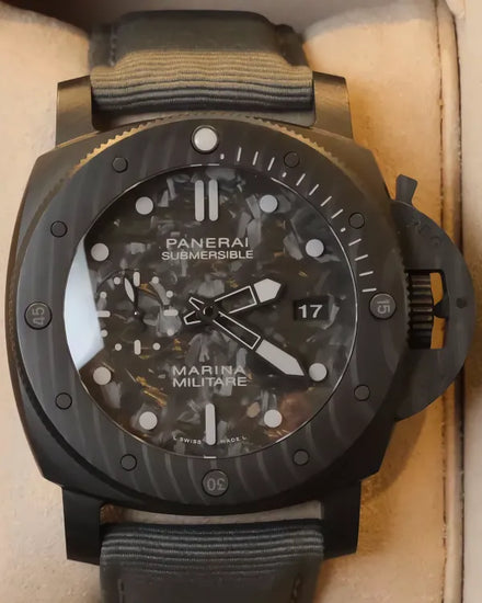Panerai Submersible Marina Militare 47MM Black Dial Textile Strap (PAM02979)
