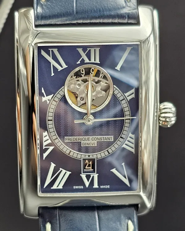 No Reserve - Frederique Constant Classics Heartbeat Date 47MM Blue Dial Leather Strap (FC-315DNS4C26)