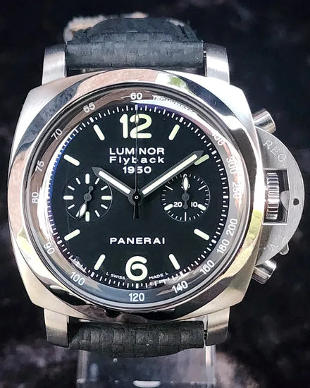 2006 Panerai Luminor 1950 3 Days Chrono Flyback 44MM Black Dial Leather Strap (PAM00212)
