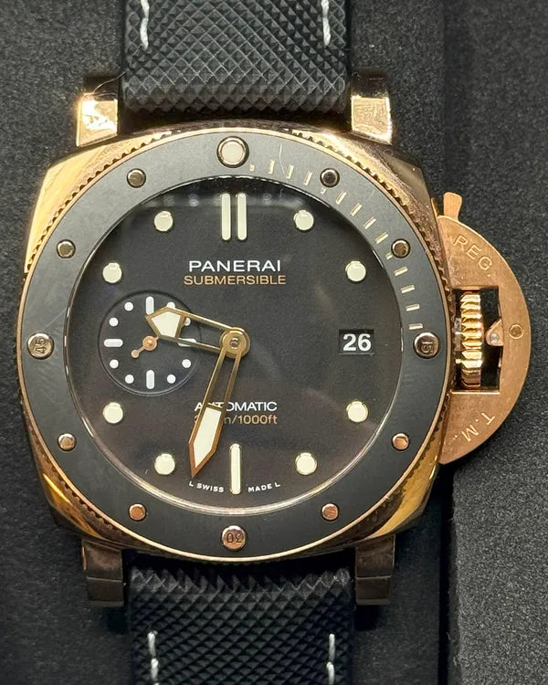 2022 Panerai Submersible "Goldtech" L.E. 42MM Black Dial Leather Strap (PAM01164)