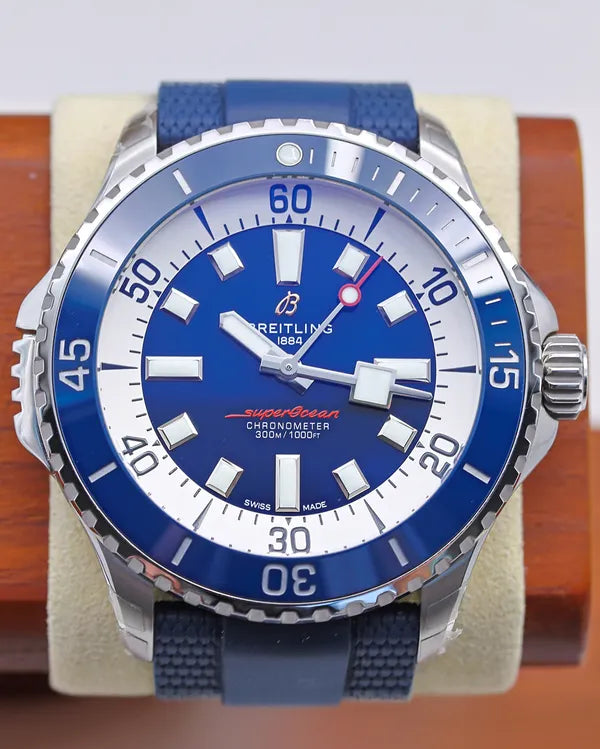 Breitling Superocean 46MM Blue Dial Rubber Strap (A17378E71C1S1)