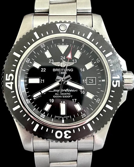 No Reserve - 2018 Breitling Superocean 44MM Black Dial Steel Bracelet (Y1739310/BF45)