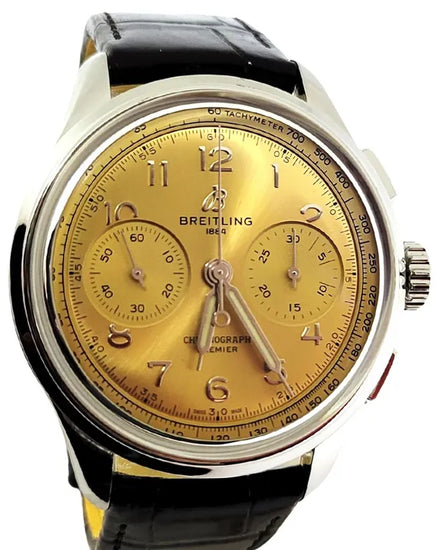Breitling Premier 40MM Champagne Dial Leather Strap (AB0930)