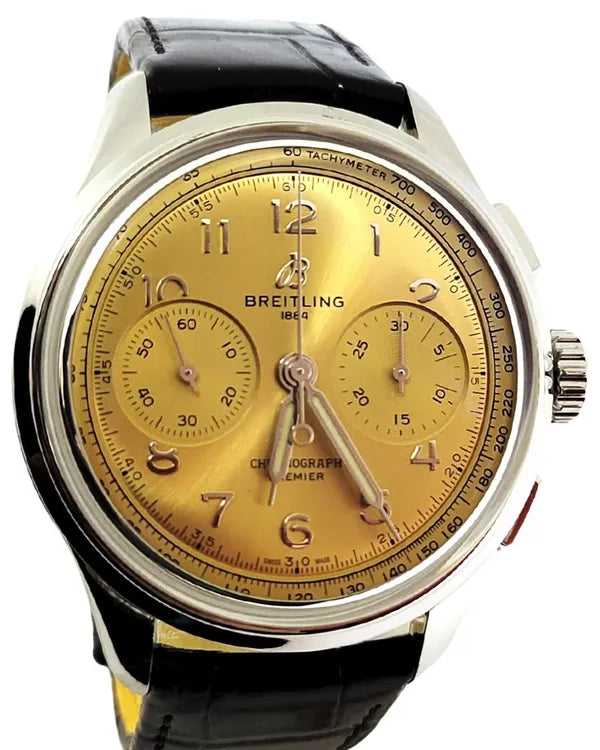 Breitling Premier 40MM Champagne Dial Leather Strap (AB0930)