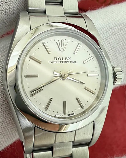 2002 Rolex Oyster Perpetual 24MM Silver Dial Oyster Bracelet (76080)