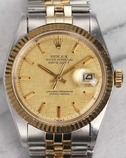 Rolex Datejust 36MM Champagne "Linen" Dial Two-Tone Jubilee Bracelet (1601)