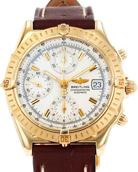 Breitling Chronomat 39MM White Dial Leather Strap (K13352)