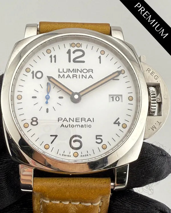 2018 Panerai Luminor 1950 3 Days 44MM White Dial Aftermarket Leather Strap (PAM01499)