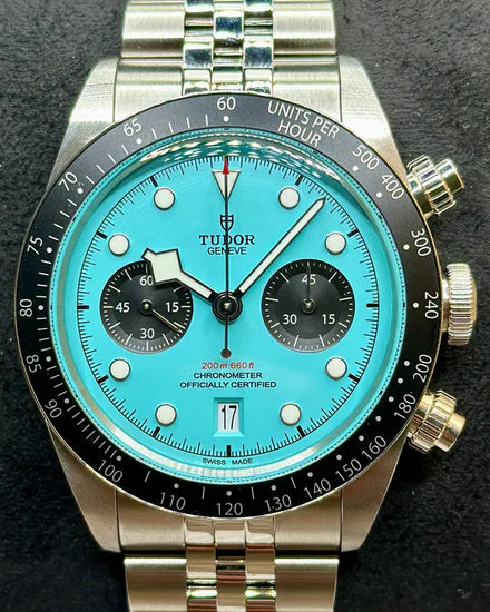 2025 Tudor Black Bay Chrono 41MM "Flamingo" Turquoise Dial Steel Bracelet (79360N)