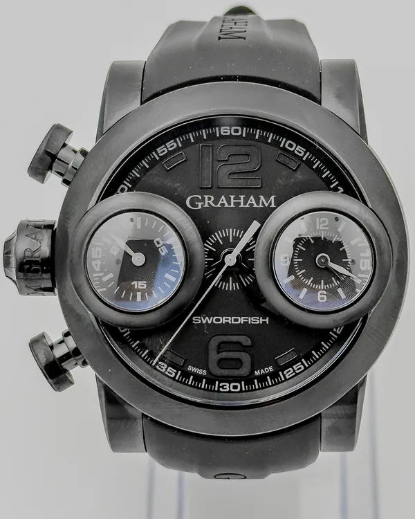 Graham Aeroflyback Swordfish Booster 48MM Black Dial Rubber Strap (2SWBB.S36L)