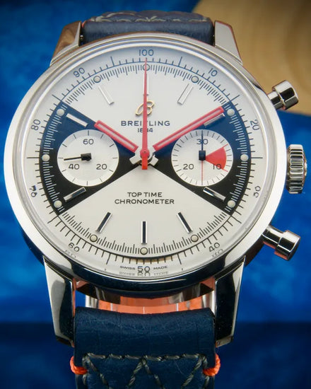 Breitling Top Time "Zorro" L.E. 41MM Silver Dial Aftermarket Leather Strap (A23310121G1X1)