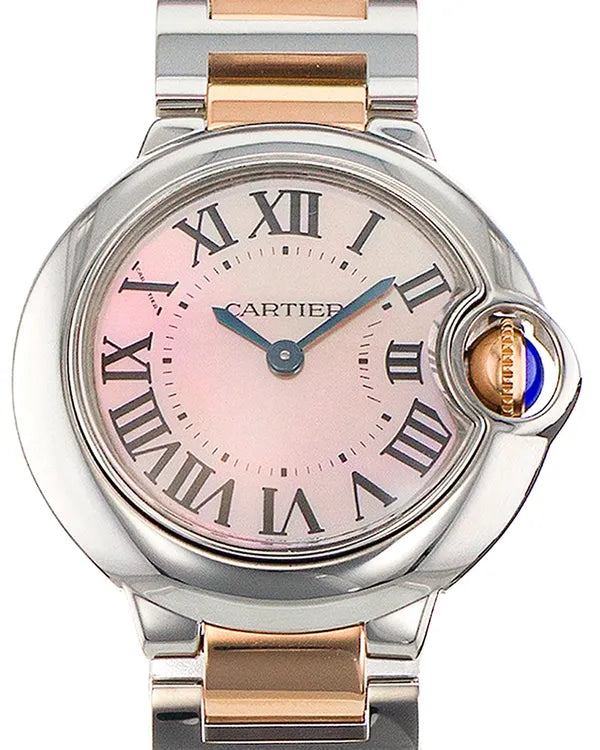 Cartier Ballon Bleu 28MM Quartz Pink Mother of Pearl Dial Two-Tone Bracelet (W6920034)