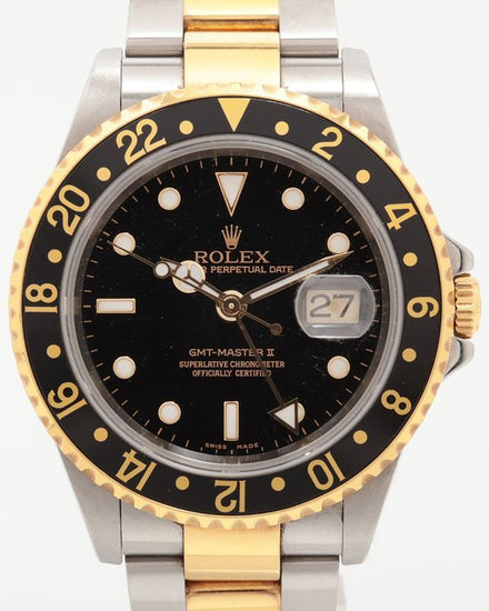 2005 Rolex GMT-Master II 40MM Black Dial Two-Tone Oyster Bracelet (16713)