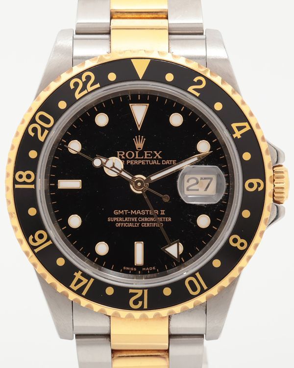 2005 Rolex GMT-Master II 40MM Black Dial Two-Tone Oyster Bracelet (16713)