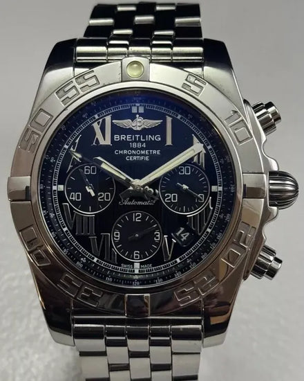 2012 Breitling Chronomat 44MM Black Dial Steel Bracelet (AB0110)