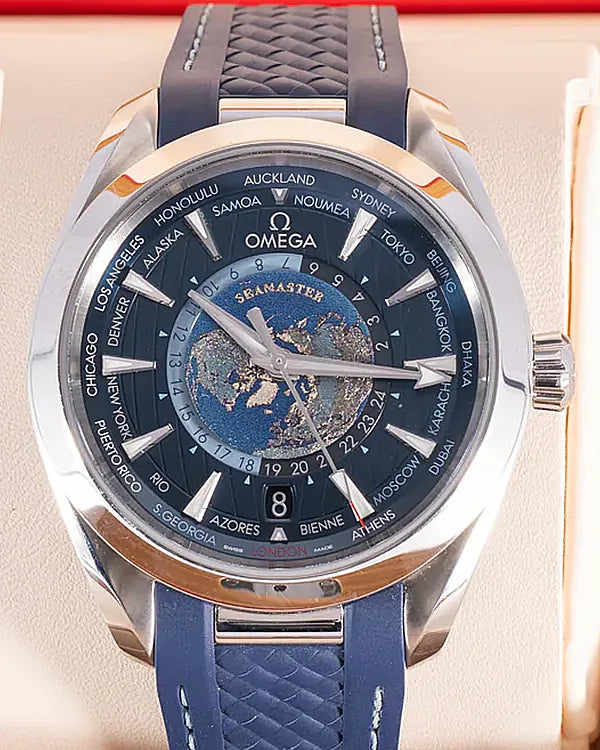 2021 Omega Seamaster Aqua Terra Worldtimer 43MM Blue Dial Rubber Strap (220.12.43.22.03.001)