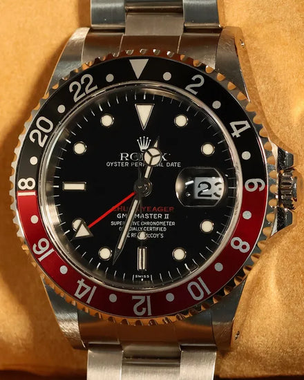 2000 Rare Rolex GMT-Master II "Coke" "Chuck Yeager" L.E. 40MM Aftermarket Black Dial Oyster Bracelet (16710)