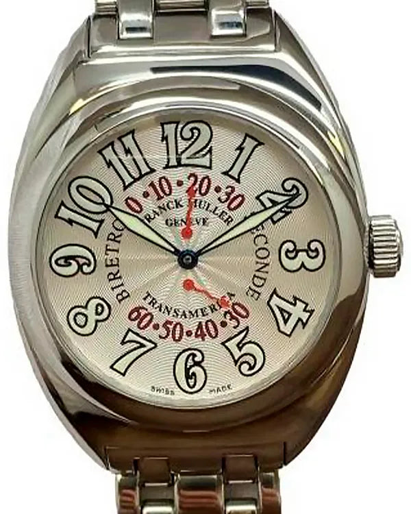 Franck Muller Transamerica Biretro Seconde 39MM Silver Dial Steel Bracelet (2000SR)