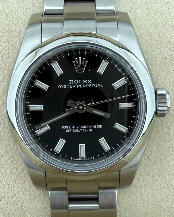 Rolex Oyster Perpetual 26MM Black Dial Oyster Bracelet (176200)