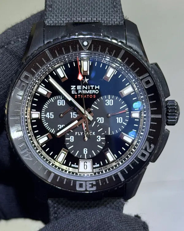 Zenith El Primero Stratos 45MM Black Dial Textile Strap (24.2060.405/21.C714)