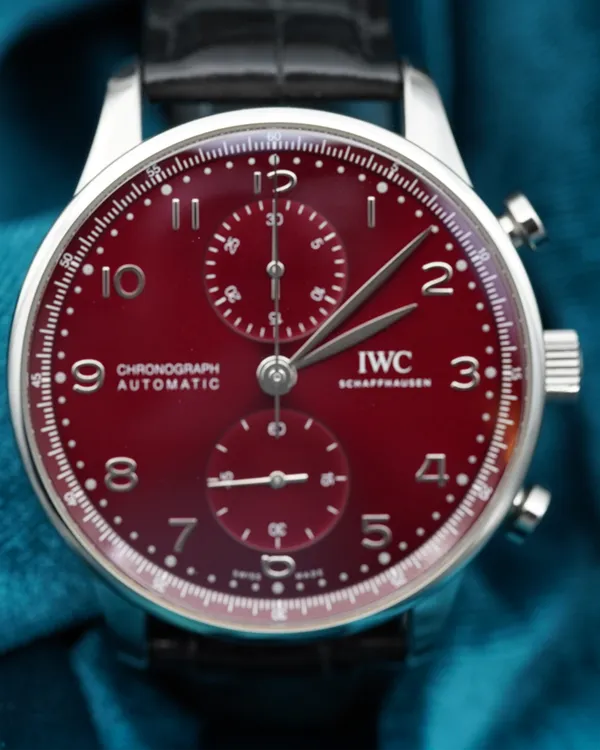 2020 IWC Schaffhausen Portugieser Chronograph 41MM Red Dial Leather Strap (IW371616)