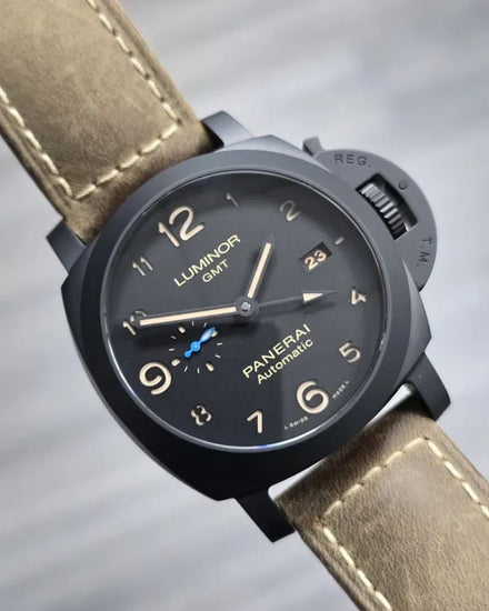 2020 Panerai Luminor 1950 3 Days GMT Automatic 44MM Black Dial Leather Strap (PAM01441)