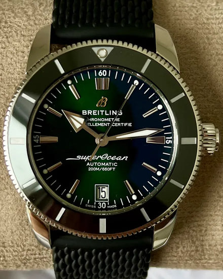 2023 Breitling Superocean Heritage II 42MM Green Dial Rubber Strap (AB2010121L1S1)