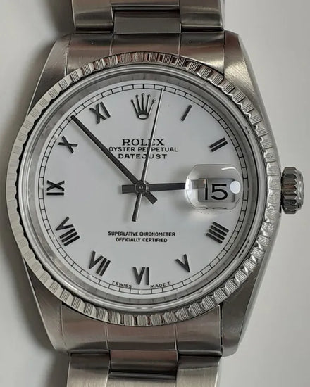 Rolex Datejust 36MM White Dial Oyster Bracelet (16220)