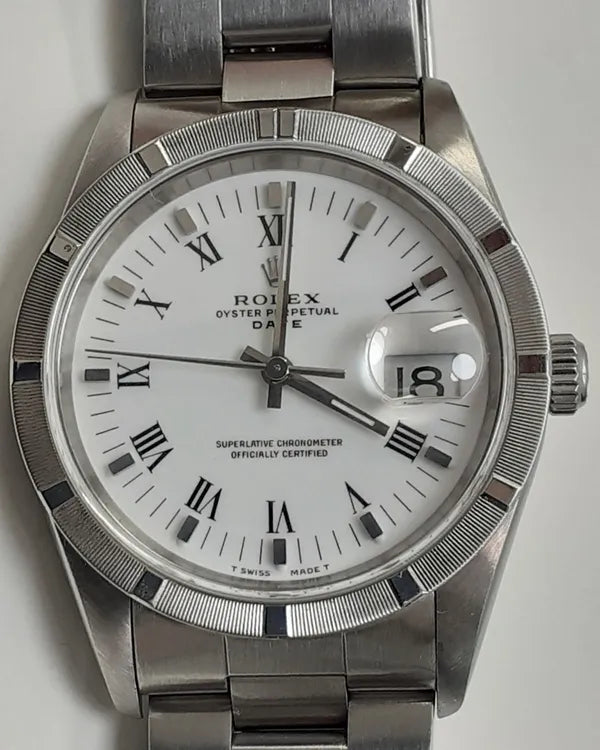 Rolex Oyster Perpetual Date 34MM White Dial Oyster Bracelet (15210)