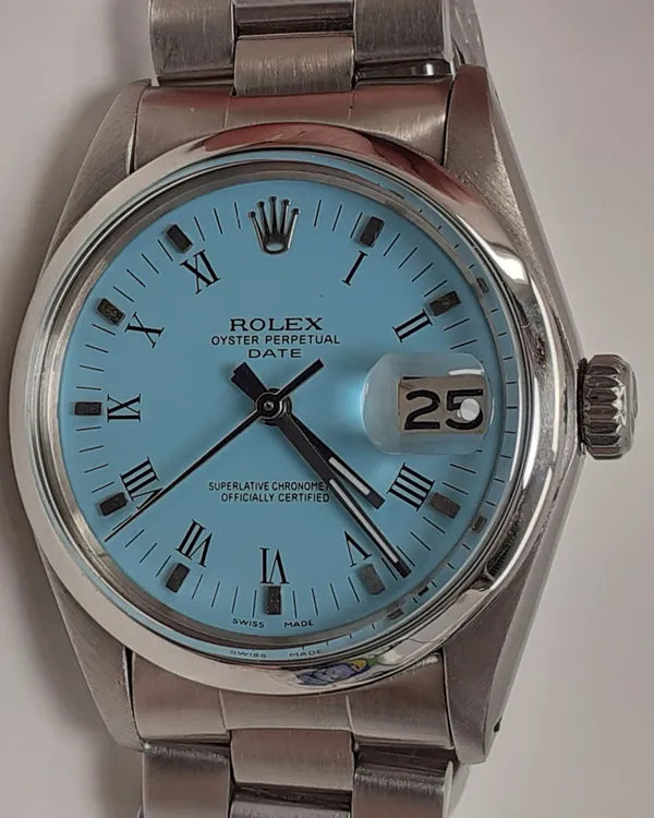 Rolex Oyster Perpetual Date Vintage 34MM Blue Dial Oyster Bracelet (1500)