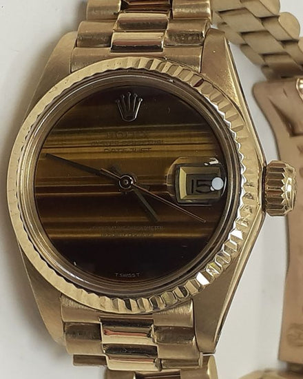 Rolex Lady-Datejust 26MM Tiger's Eye Dial Yellow Gold President Bracelet (6917)