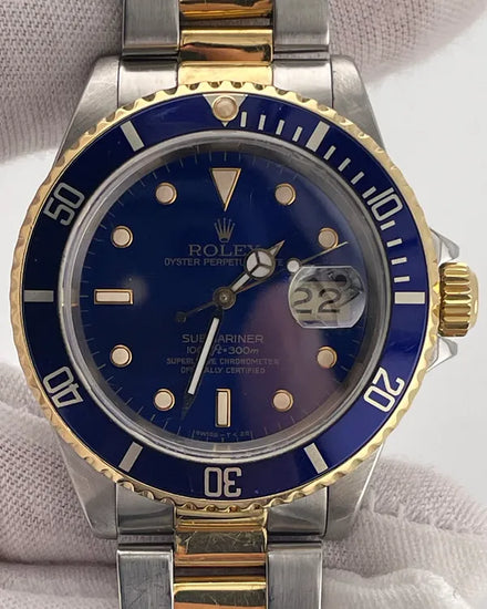 1990 (E Serial) Rolex Submariner Date "Bluesy" 40MM Blue Dial Two-Tone Oyster Bracelet (16613)