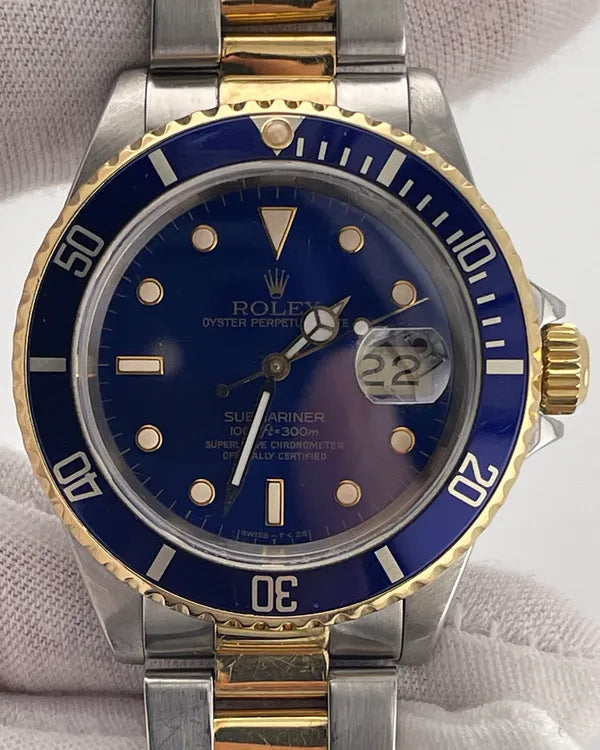 1990 (E Serial) Rolex Submariner Date "Bluesy" 40MM Blue Dial Two-Tone Oyster Bracelet (16613)
