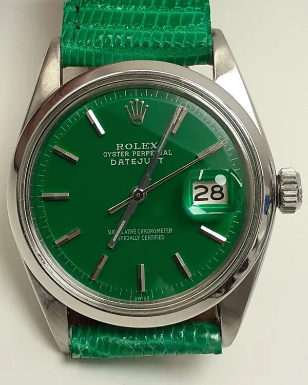 Rolex Datejust 36MM Aftermarket Green Dial Aftermarket Leather Strap (1600)