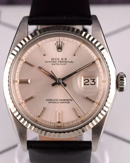 Rolex Datejust 36MM "Pie Pan" Silver Dial Aftermarket Leather Strap (1601)