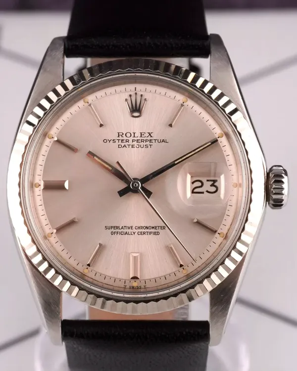 Rolex Datejust 36MM Silver Dial Aftermarket Leather Strap (1601)