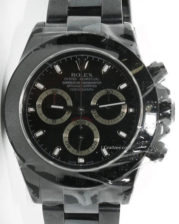 2008 Rolex Cosmograph Daytona 40MM Black Dial Aftermarket PVD Oyster Bracelet (116500)