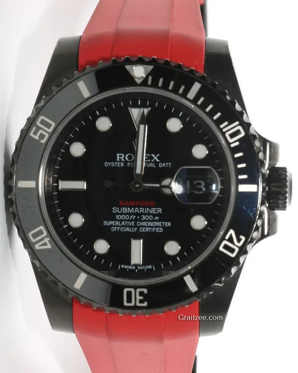 Rolex Submariner Date "Bamford" 40MM Aftermarket Black Dial Aftermarket Rubber Strap (116610LN)