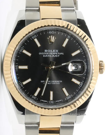 2018 Rolex Datejust 41MM Black Dial Two-Tone Oyster Bracelet (126333)