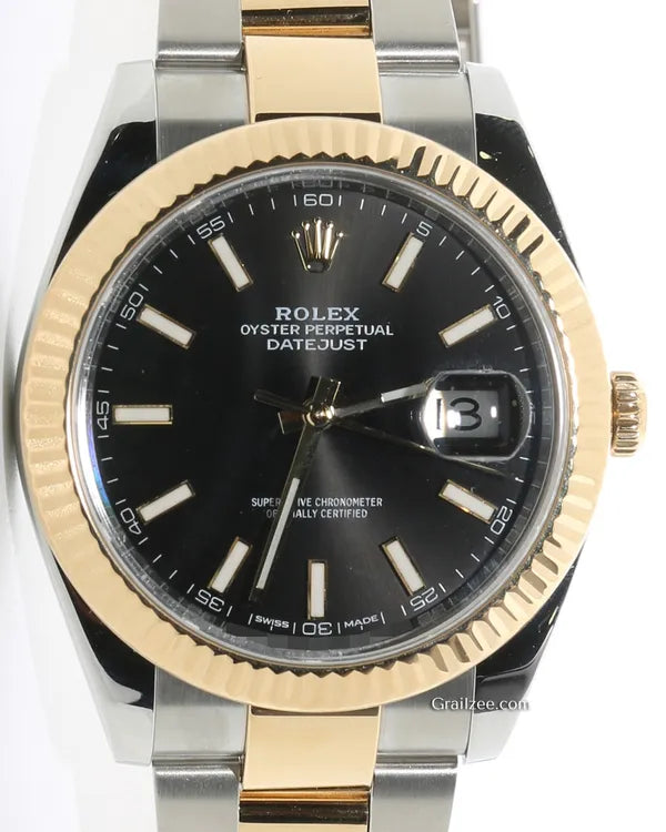 2018 Rolex Datejust 41MM Black Dial Two-Tone Oyster Bracelet (126333)